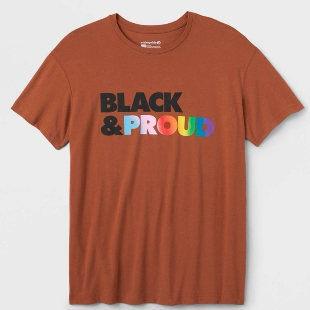 Take Pride Adult Tee Shirt - “Black & Proud” Rust size Extra Small